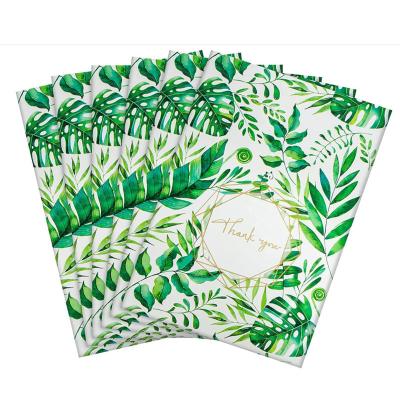 China Mailing Bags Puncture Resistant Self Sealing Tape Colorful Green Leaves Design Custom Poly Mailer for sale