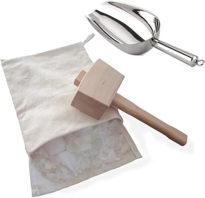 China Amazon Viable Hot Selling Lewis Bag and Reusable Wooden Hammer Mallet Set Canvas Ice Bag Ice Crusher Mallet Crusher Set High Quality for sale