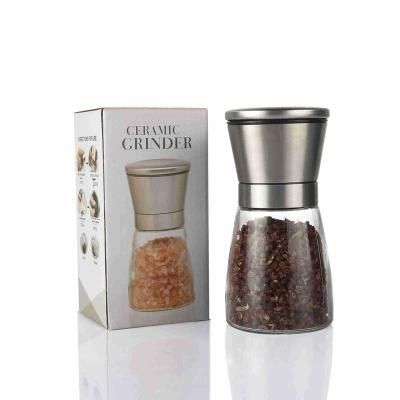 China Amazon Hot Selling Premium Sustainable Adjustable Glass Salt and Pepper Stainless Steel Grinder and Pepper Shakers Pepper and Salt Mill for sale