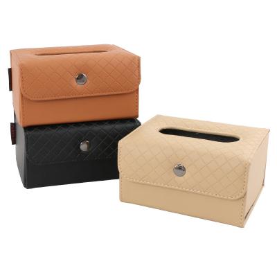 China CLASSIC PU Tissue Box Holder For Car Sun Visor Paper Boxcar Hanging Paper Towel Tissue Holder Leather Organizer for sale