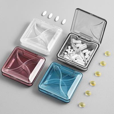 China Waterproof 4 Grid Medicine Pill Box For Organizer For Tablets No Capsules Plastic Box Container Vitamins Pill Case Travel Storage for sale