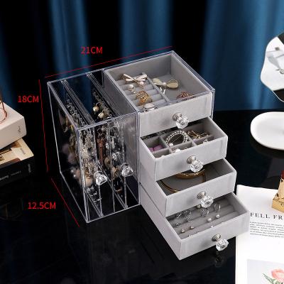 China Viable Jewelry Storage Box Earrings Display Stand Bracelet Necklace Organizer Plastic Jewelry Packaging Box for sale