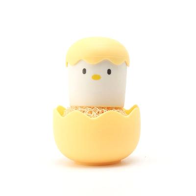 China New Viable Cartoon Eggshell Pot Brush Nanofiber Cleaning Ball Decontamination With Removable Base Cleaning Brush for sale