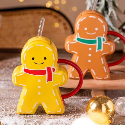 China Viable Tableware Christmas Porcelain Ceramic Mug Personalized Price Good Christmas Mug Gingerbread Man Ceramic Mug With Lid And Straw for sale