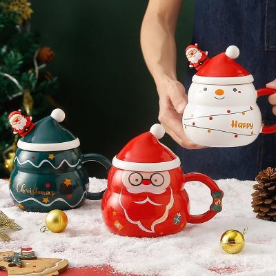 China Christmas Viable Mug Ceramic Mugs Christmas Tree Mugs Ceramic With Lid Offer Low Price Wholesale Ceramic Mug With Spoon for sale