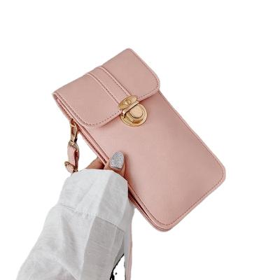 China Protect Hot - Selling Large Capacity Multifunctional Wallet Shoulder Zipper Solid Color Touch Screen Mobile Phone Bag Wallet for sale