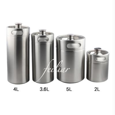 China Beer 2/3/4/5/10L Mini Stainless Steel Beer Keg with Tap for Home Craft Beer Dispenser System Wine Beer Brewing for sale