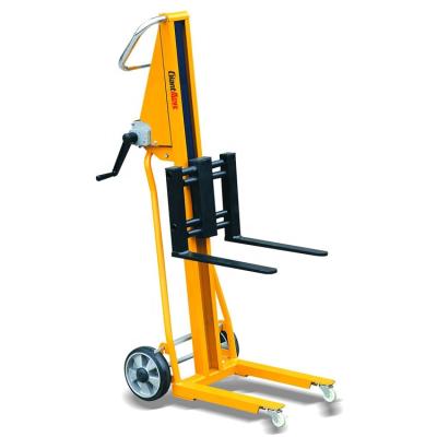 China Material Handling Capacity 120kg Stacker Mini Fork Lift Hand Winch for sale