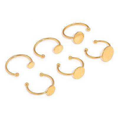 China 10pcs Trendy Stainless Steel Gold Plated Ring Bezel Base Tray Cabochons Blank Ring Bezel Base Tray Cabochons Settings Diy Jewelry Making Crafts for sale