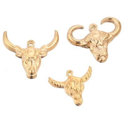 China Trendy Cow Charms Stainless Steel Animal Charms Animal Pendants Gold Color For DIY Jewelry Making Earring Charms Wholesale for sale