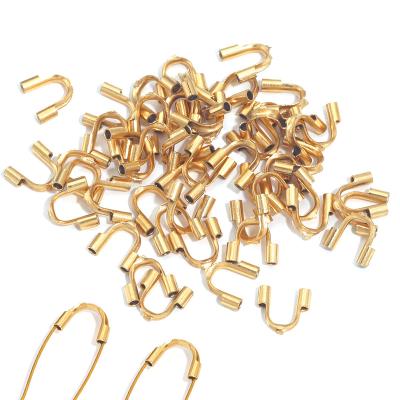 China 50pcs Trendy Stainless Steel 18K Gold Plated Wire Protectors Wire Guard Guardian Loops U Shape Clasps Connector Diy Jewelry for sale