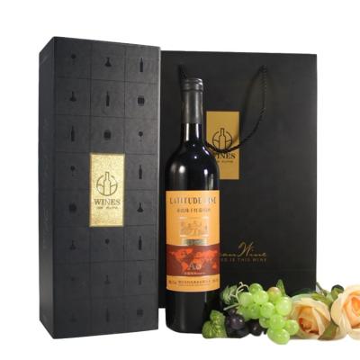 China Recyclable Luxury Custom Red Wine Gift Glass Bottle Kraft Paper Cardboard Red Wine Packaging Box for sale