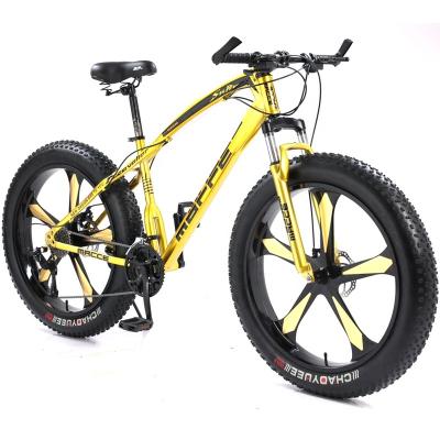 China New Arrival OEM Wide Tire 7 Steel Fat 21 24 27 30 Speed ​​Bicycle Male Mens 26 Inch Snow Dirt Pack Cycle Off Road Recycling Mountain Bike for sale