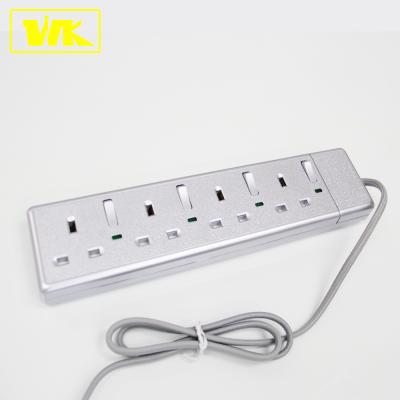 China Residential / Multi-Purpose Sem Band Extension Lead BS Socket Power Strip 13A 4 with UK fused socket top, individual switch and neon for sale