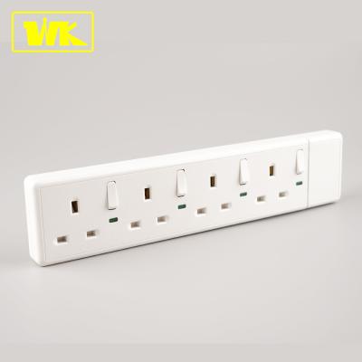 China WK Residential Band Switched Extension Outlet. 13A 4/multipurpose with UK fused plug + individual switch and neon for sale