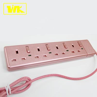 China Residential / General Purpose Wm Band Extension BS Socket 13A 4 with UK fused socket top, switch and neon pink for sale