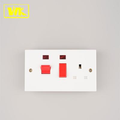 China Residential / Multi-Purpose 45A Cooker Switch Double Pole And 13A Switch Socket With 45A Neon Cooker Switch for sale