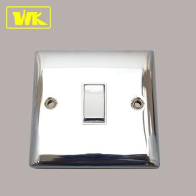 China Residential / Multipurpose Edge 20A 1 Square Strip UK Double Pole Chrome Electric Wall Switch Plate for sale