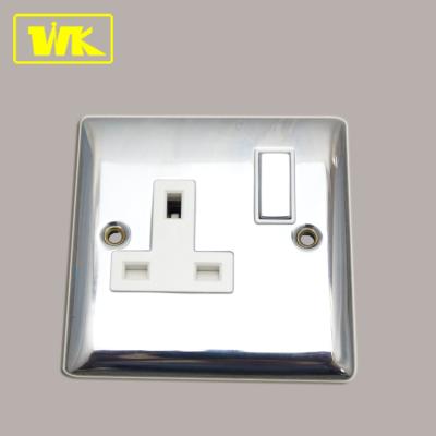 China All Purpose Brushed Chrome 1 Gang 13A Switched Socket UK Standard for sale