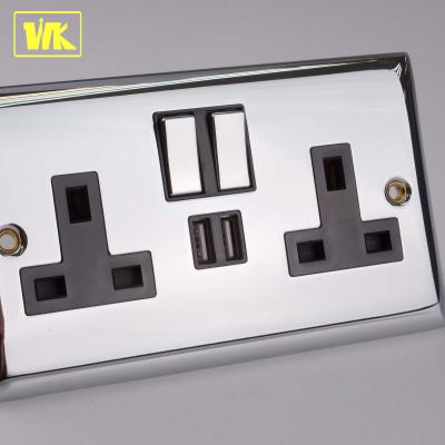 China Residential / Multi-Purpose Dual Band Switch Outlet WK. Chrome 2 x USB 13A 2 with USB pore for sale