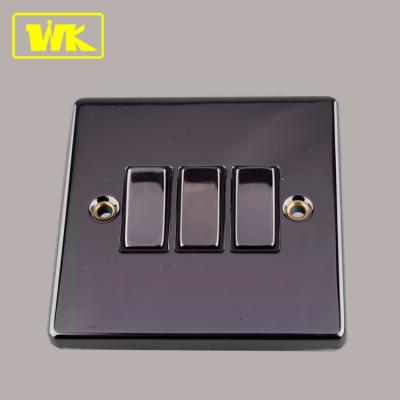 China UK Gunmetal 10AX Electrical Light Switch 3 Gang Residential / Multipurpose 2 Way for sale