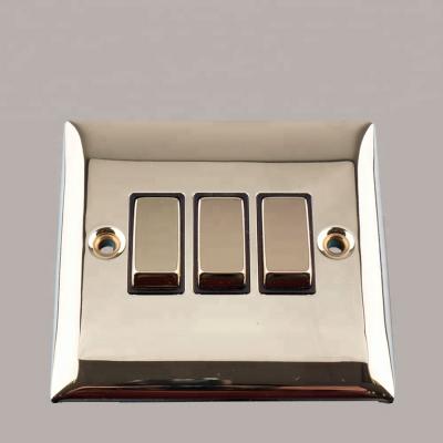 China Residential / General Purpose 3 Way Brass Strip 2 Light Switch Electrical Outlet for sale