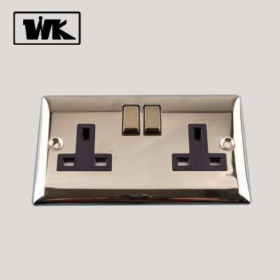 China week 13A 2 Gang Double Outlet UK Wall Plug Residential/General Purpose Electrical Outlet Switched Type UK Outlet for sale