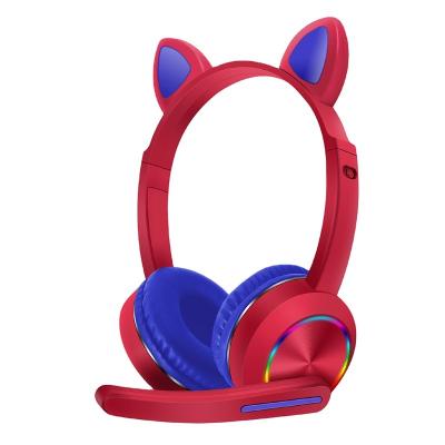 China Wireless With Mic Noise Canceling Led Stereo Gaming Earphone Student Cat Ear B T 5.0 Gaming Headset Kids Earphone for sale