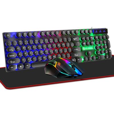 China Mechanical 4 in 1 Combo Gaming Keyboard and Mouse Earpiece for PC Gamer RGB Backlit Wired Light Strip LED Mechanical Keyboard Set for sale