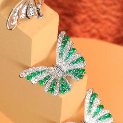 China best selling 18K GOLD butterfly 18K gold emeralds shape pendant + brooch dual use models. for sale