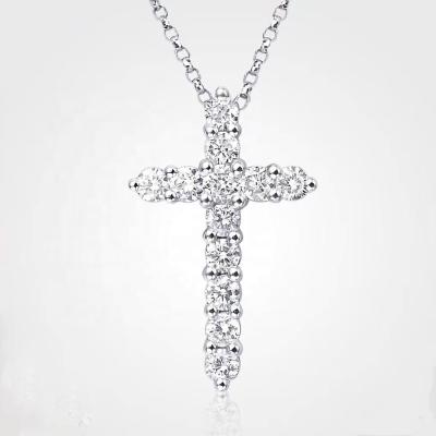 China Best Selling TRENDY Classic Plain 14K/18K White Gold Cross Diamond Necklace Jewelry Pendant For Christian for sale