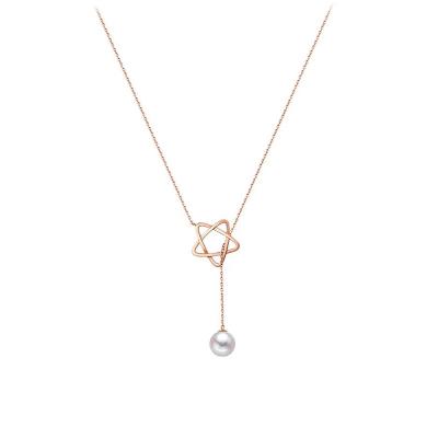 China CLASSIC Fashion 18K/14K Rose Gold Spiritual Stars Seawater Beads Pendant Necklace Jewelry For Women for sale