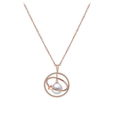 China CLASSIC Hot Selling 18K/14K Yellow Gold Planet Universe Sea Water Beads Pendant Necklace Jewelry For Women for sale