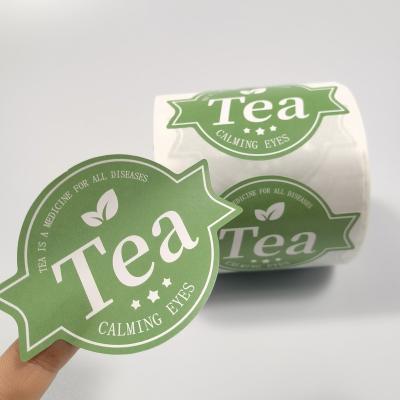 China Waterproof ODM OEM Customized Waterproof Tea Bottle Vinyl Printing Die Cut Packaging Sticker Tea Roll Label Etiquetas Adhesivas for sale