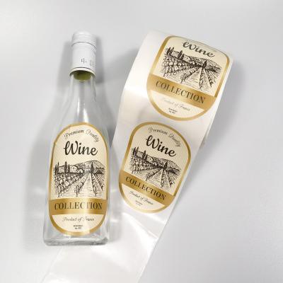 China OEM Waterproof Lamination Gold Foiled Embossed Waterproof Adhesive Etiquetas Wine Sticker Label Packaging For Wine for sale