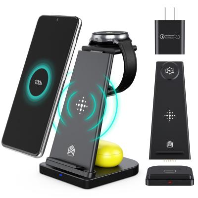 China Cell Phone Factory Wholesale Customized Low Price Genuine 3 in 1 Mobile Phone Holder Fast Charging Wireless Charger for sale