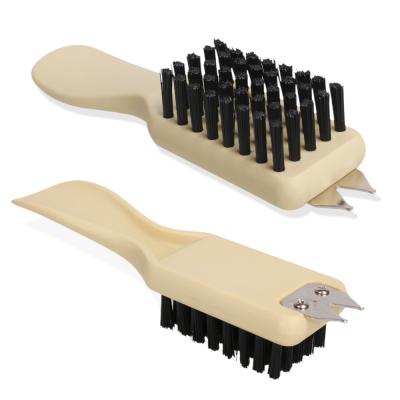 China Golf Sports Inventory Narrow Saddles Golf Brush Cleaner Iron Brush And Nylon Golf Cleaning Brush With Loop for sale