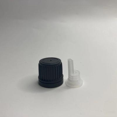 China In Stock 18mm White Black Child Proof And Tamper Evident Euro Dropper Cap For Essential Oil Bottle Closures With Plastic Insert for sale