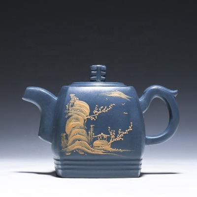 China China Purple Sand Tea Pot Set Culture 460ml Square Shape Yixing Clay Green Raw Mineral en venta