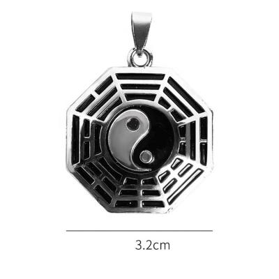 China Ancient Taoist prayer tai chi trigram pendant titanium steel necklace men with ornaments female Yin and Yang fish symbol for sale