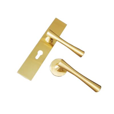 China Full Brass Rosette Door Handle Interior Door EUROPEAN Gold Heavy Duty Lever Handle for sale