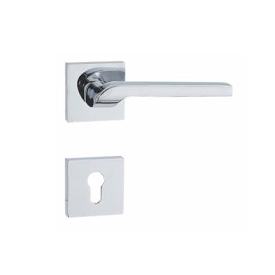 China EUROPEAN Zinc Alloy Square Rosette Separate Door Handle Chrome Lever Lock Door Handle Door Handle Sets for sale