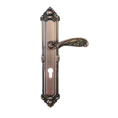 China Front Wood Door Antique Brass Door Handle Lock Mortise Plate Long European BIG Lock Luxury Lock With Zinc Alloy Door Handle for sale