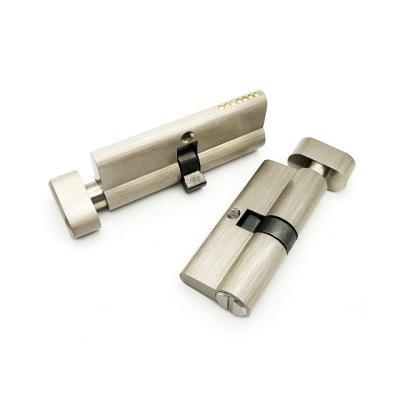 China Bathroom Door Thumb Turn Door Lock Cylinder One Side Open Brass Cylinders Full For Lock Nickel Satin for sale