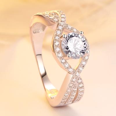 China Fast Delivery 925 Sterling Silver Cubic Zirconia Stone Custom Jewelry Simulated Diamond Luxury Rings For Woman for sale