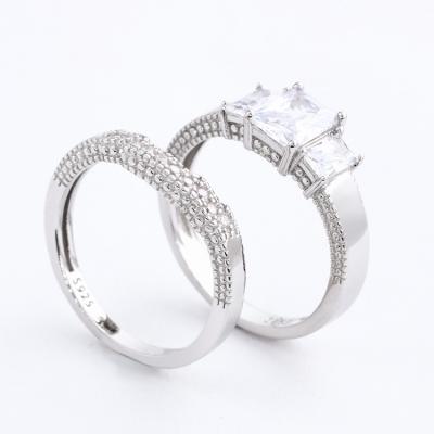 China 925 Sterling Silver Nickel Free Jewelry Engagement Wedding Rings Set For Women for sale