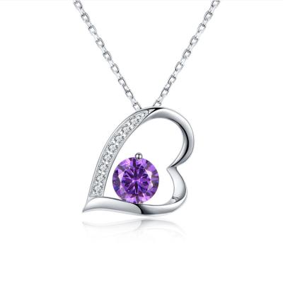 China 100% Handmade Silver Jewelry CZ Stones Sterling Silver 925 Heart Shape Pendant For Woman for sale