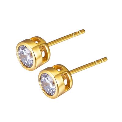 China Fashion Environmental Friendly Jewelry CZ Stone Brass Stud Earrings For Women for sale