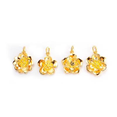 China Environmentally Friendly Wholesale Solid Pure 999 24K Gold Flower Design Real Pendant for sale