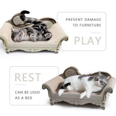 China Amazon Hot Selling Luxury Living Room Travel Cat Sofa Cat Scratcher Corrugated Cardboard Bed and Sofa Shape for sale